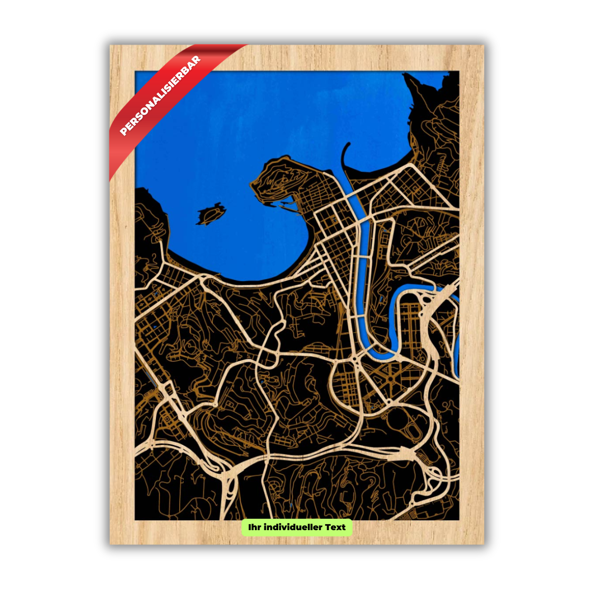 San Sebastian (Donostia) Stadtplan aus Holz