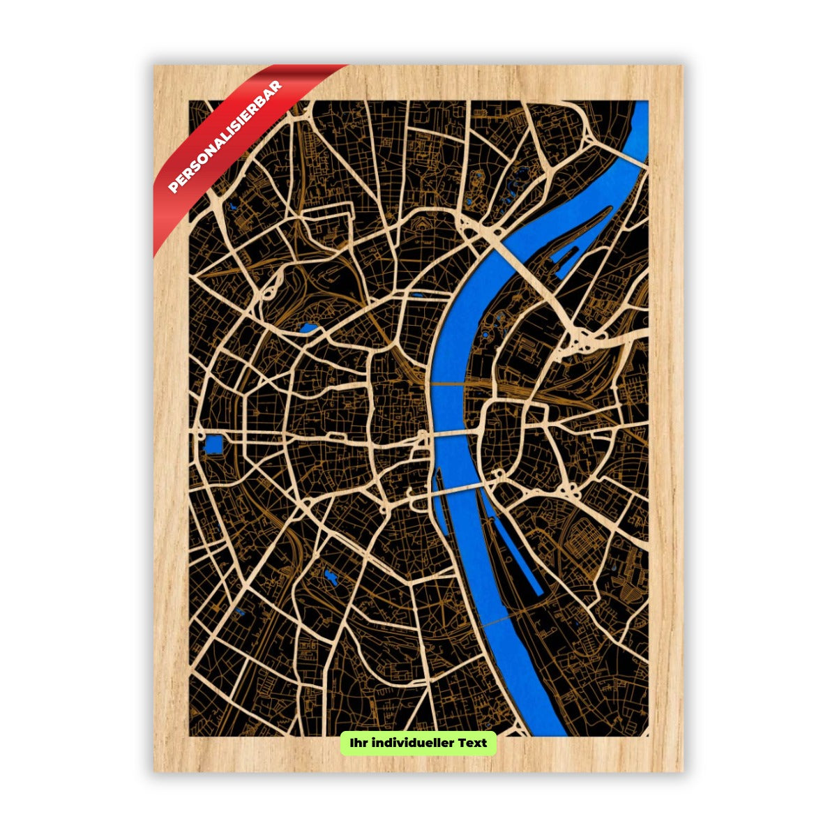 Köln Stadtplan aus Holz – Wandbild Geschenk