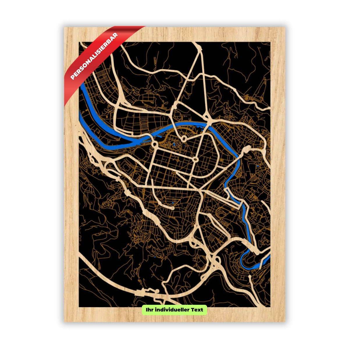 Bilbao Stadtplan aus Holz – Map Geschenk