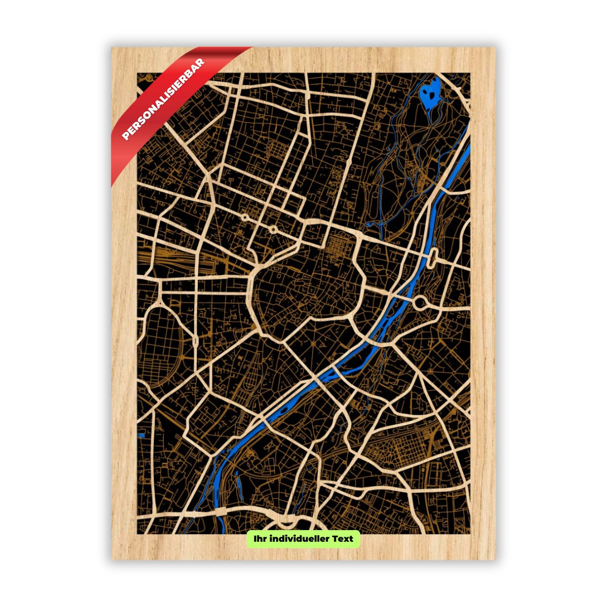 München Stadtplan aus Holz – Münchener Geschenk