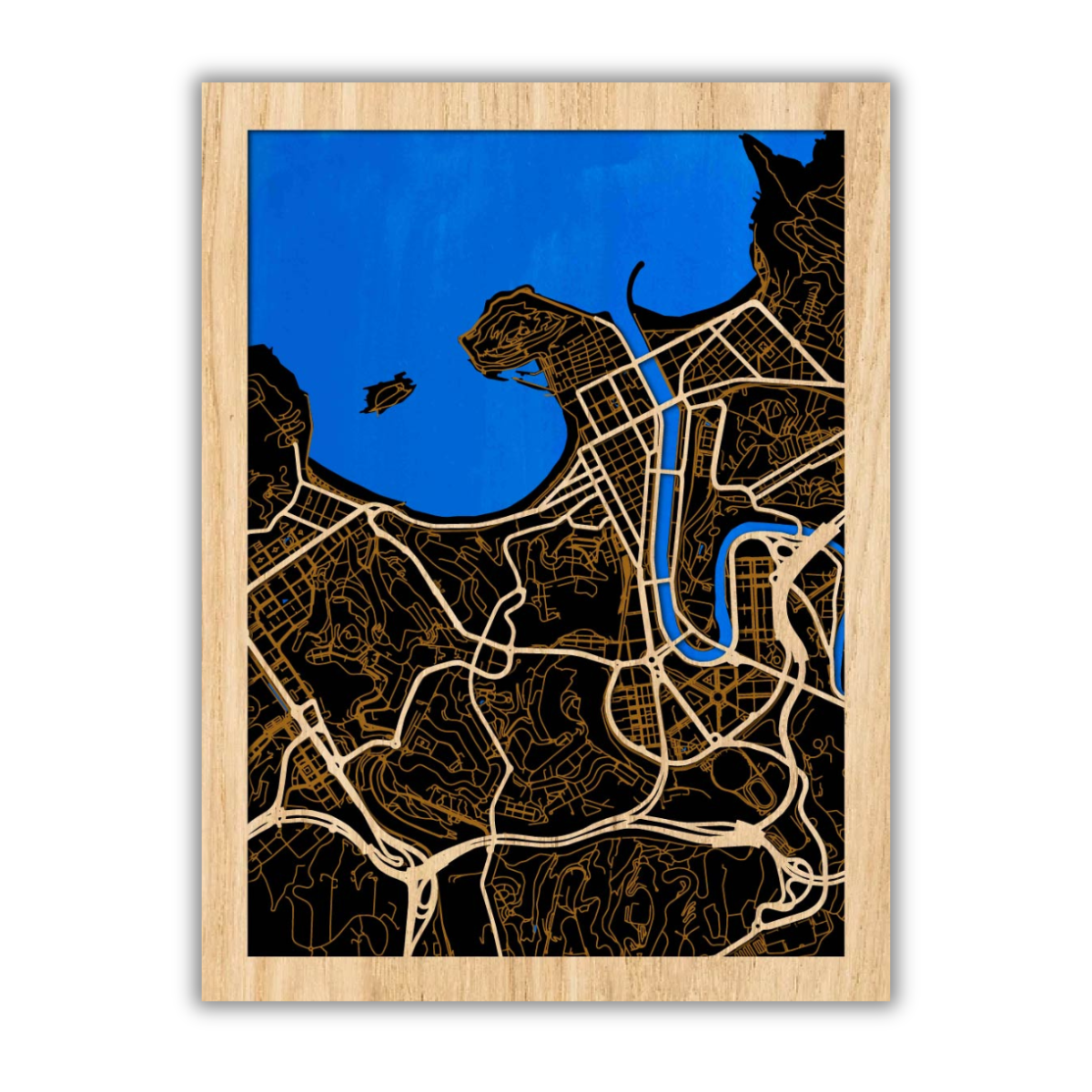 San Sebastian (Donostia) Stadtplan aus Holz