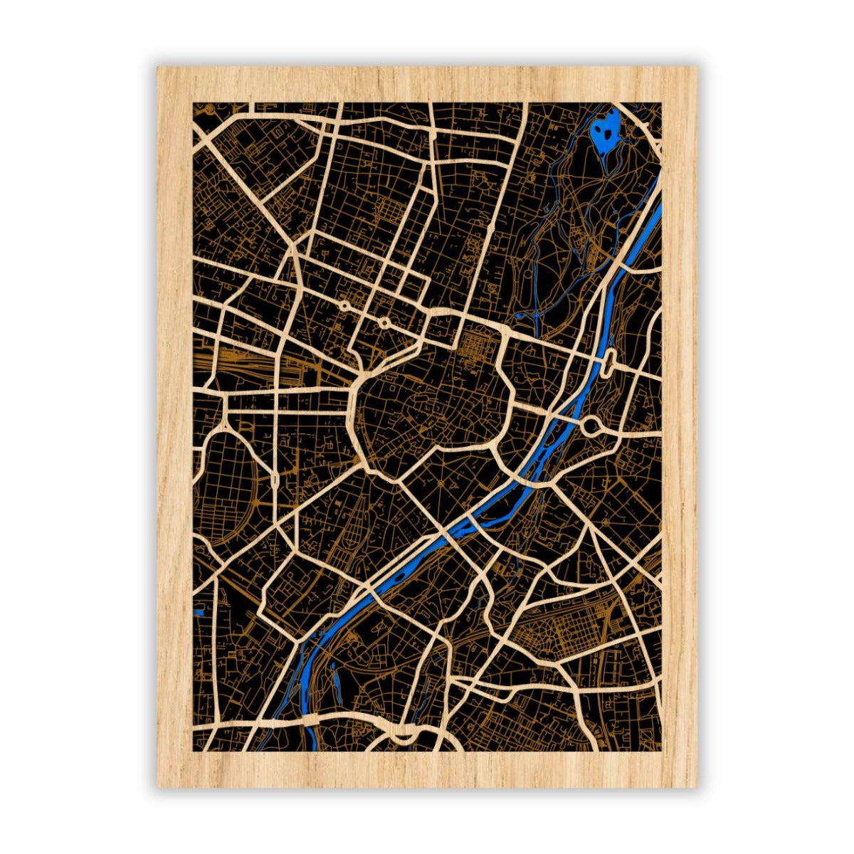 München Stadtplan aus Holz – Münchener Geschenk