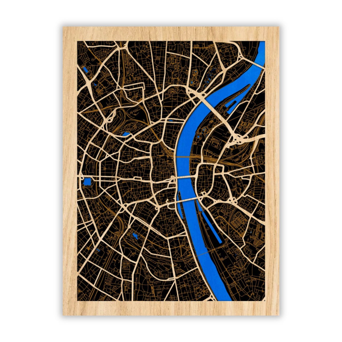 Köln Stadtplan aus Holz – Wandbild Geschenk