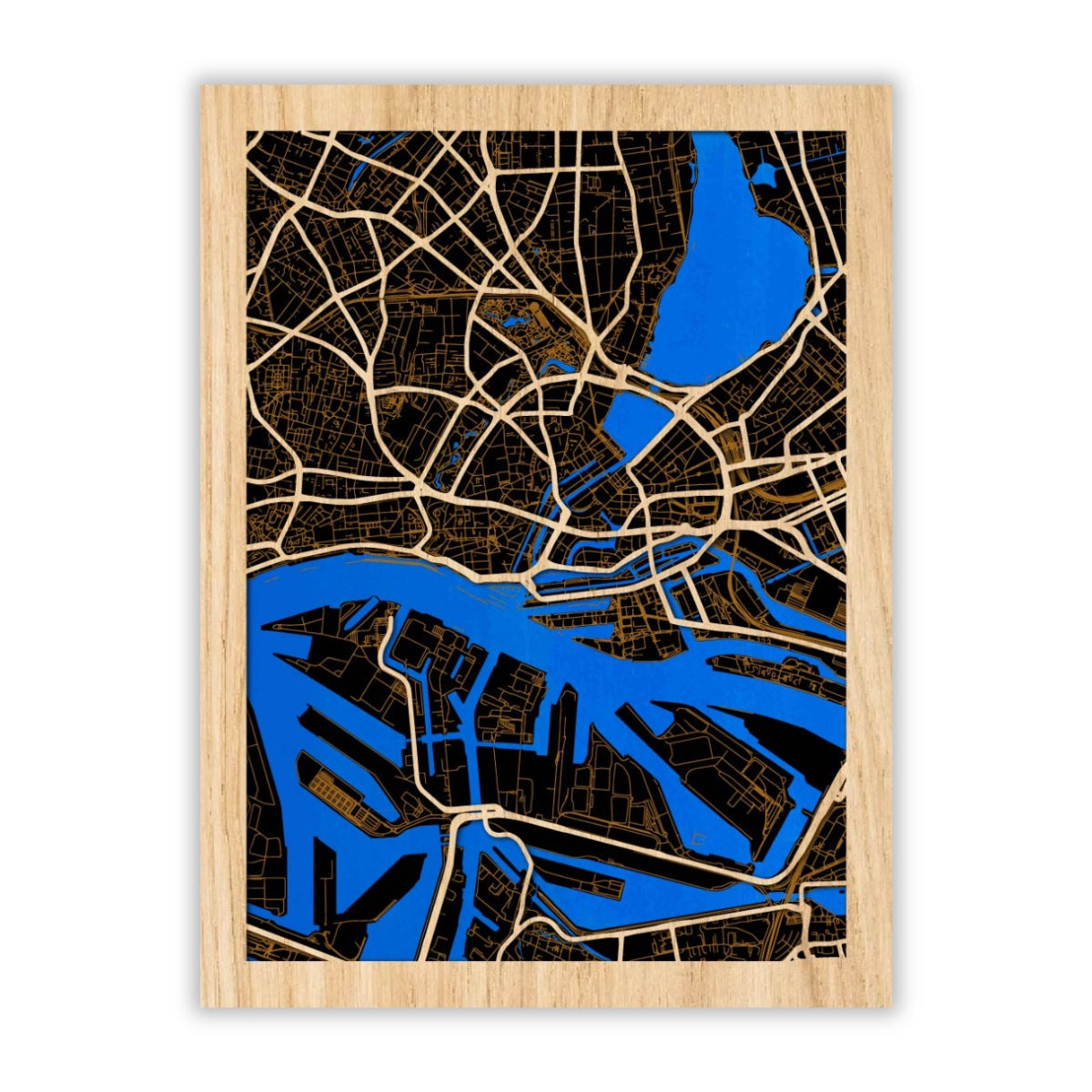 Hamburg 3D Stadtplan aus Holz – Personalisierbar & Individuell