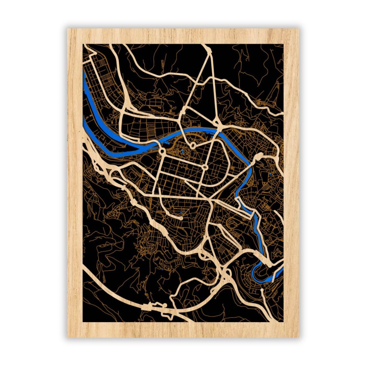 Bilbao Stadtplan aus Holz – Map Geschenk