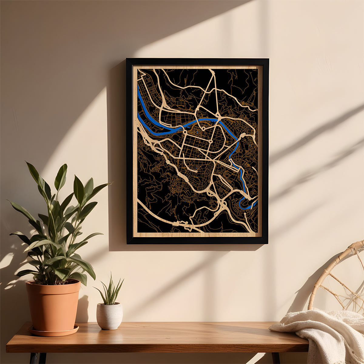 Bilbao Stadtplan aus Holz – Map Geschenk