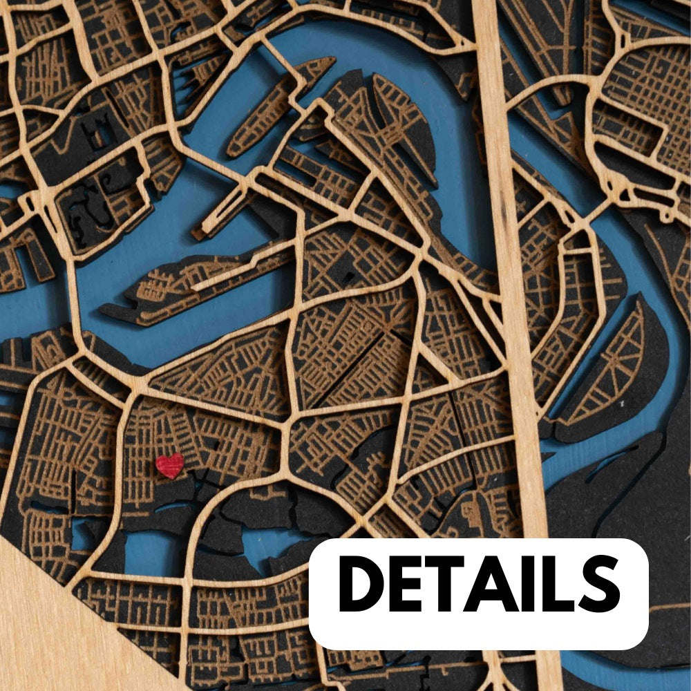 Bilbao Stadtplan aus Holz – Map Geschenk