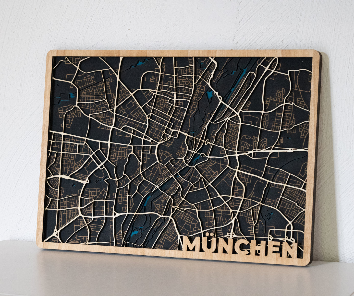 Personalisierter Stadtplan aus Holz – 41 x 29 cm Querformat