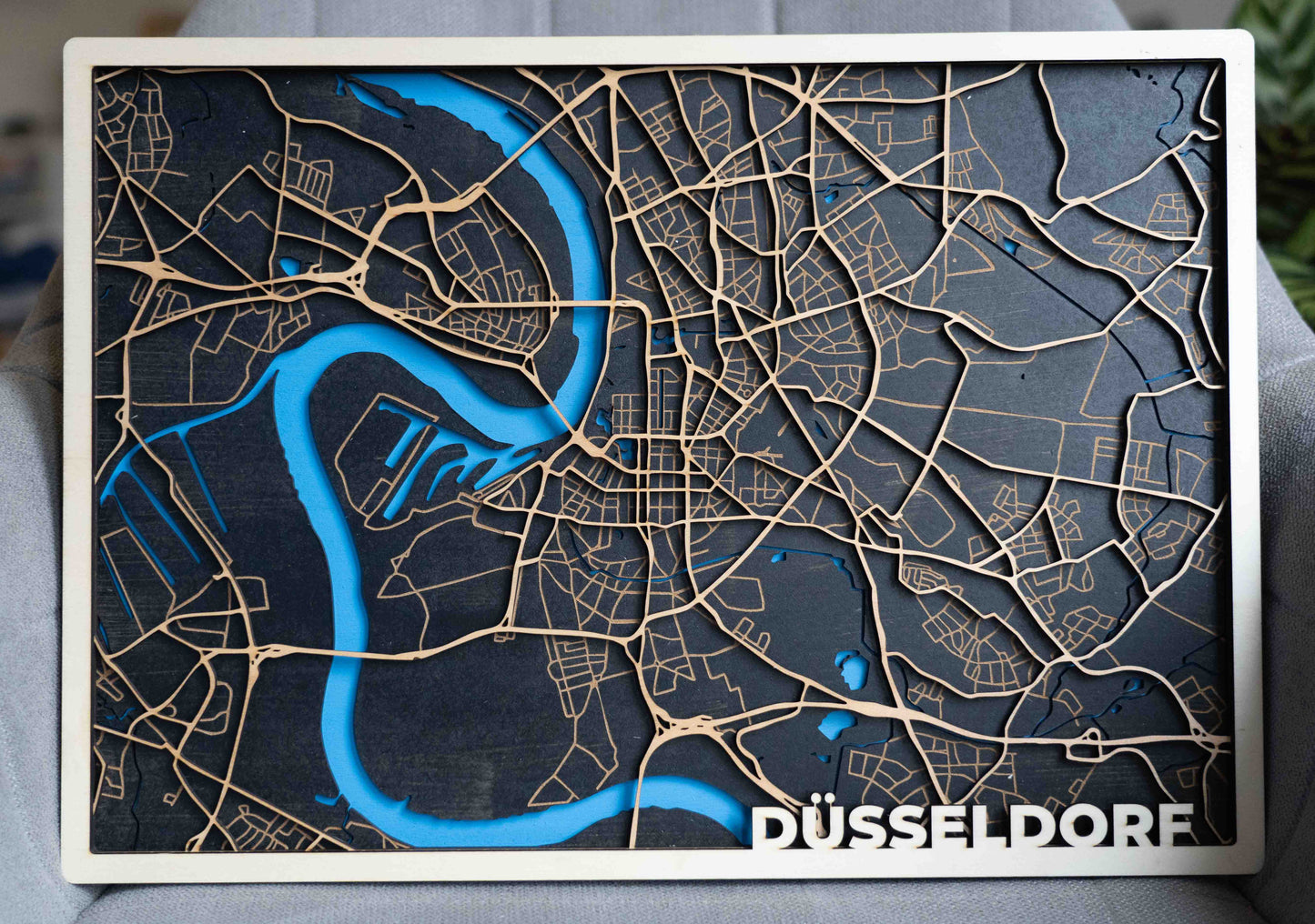 Personalisierter Stadtplan aus Holz – 41 x 29 cm Querformat