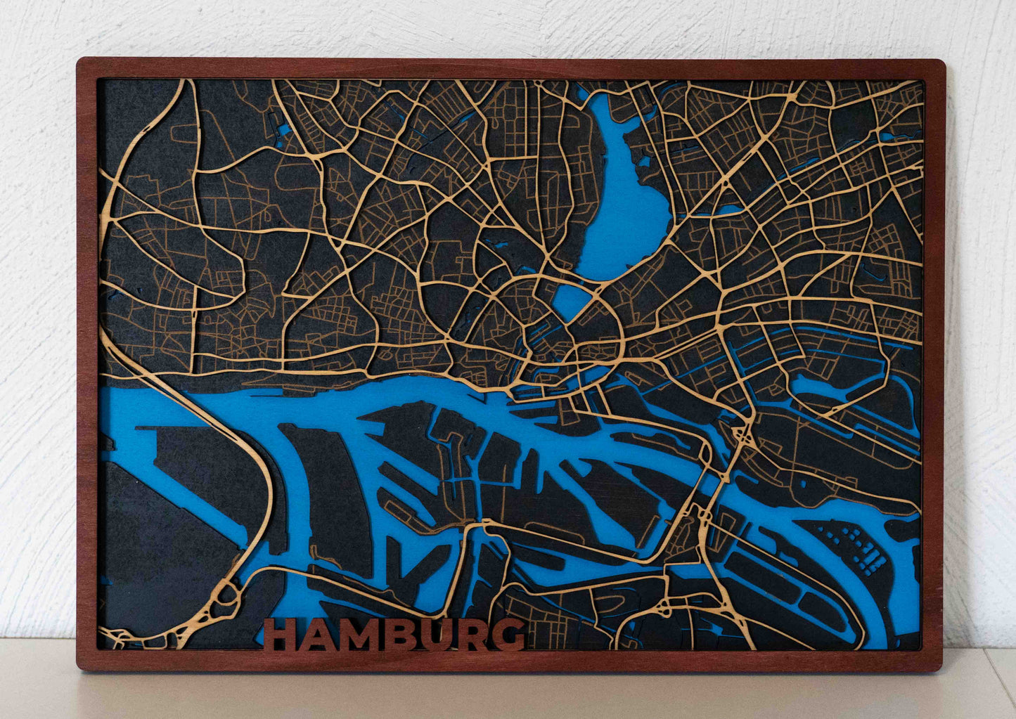 Personalisierter Stadtplan aus Holz – 41 x 29 cm Querformat