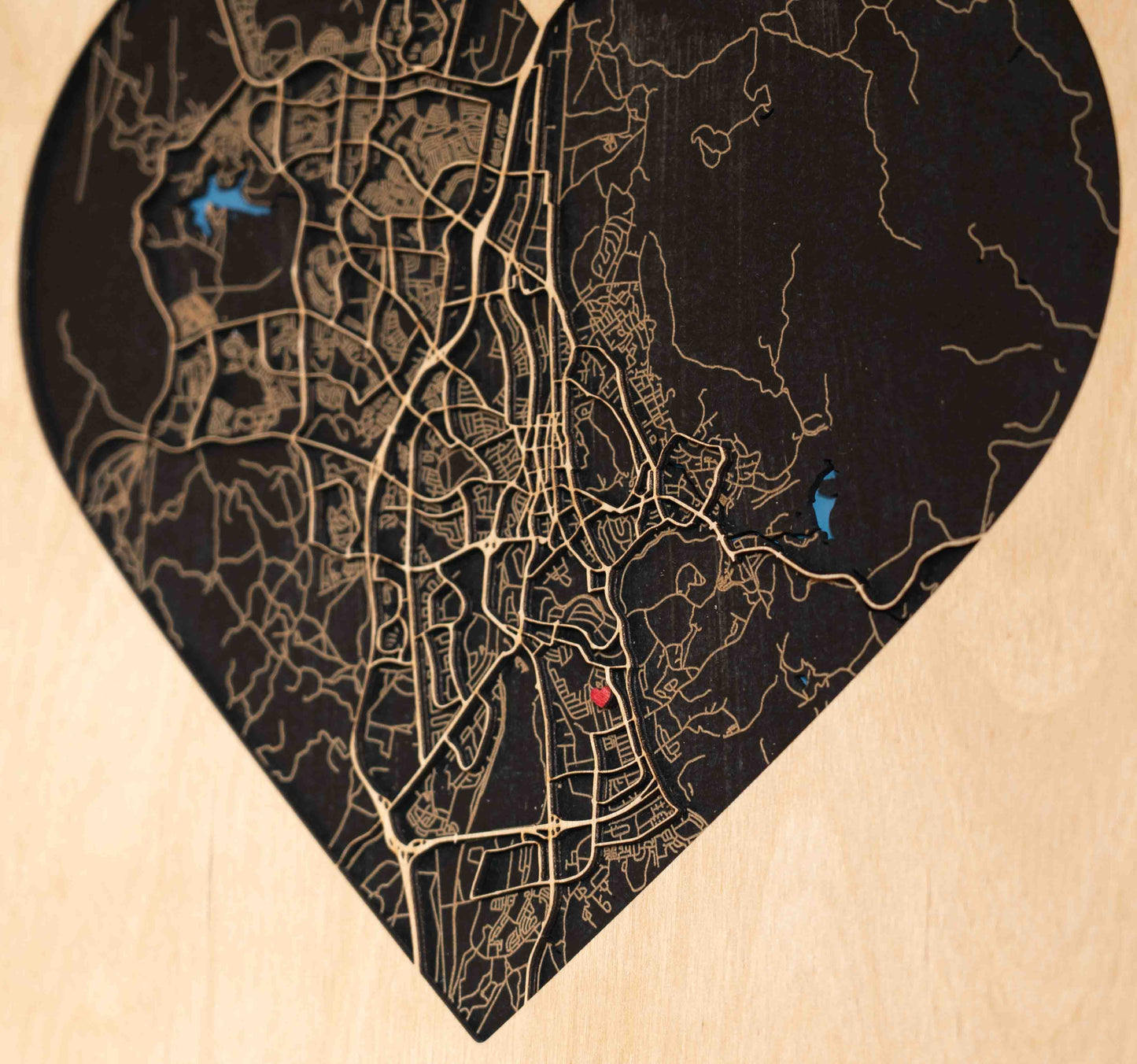 Stadtplan aus Holz "Wo alles begann" ❤️ 30x40 cm Herz – Hochzeitstag Geschenk