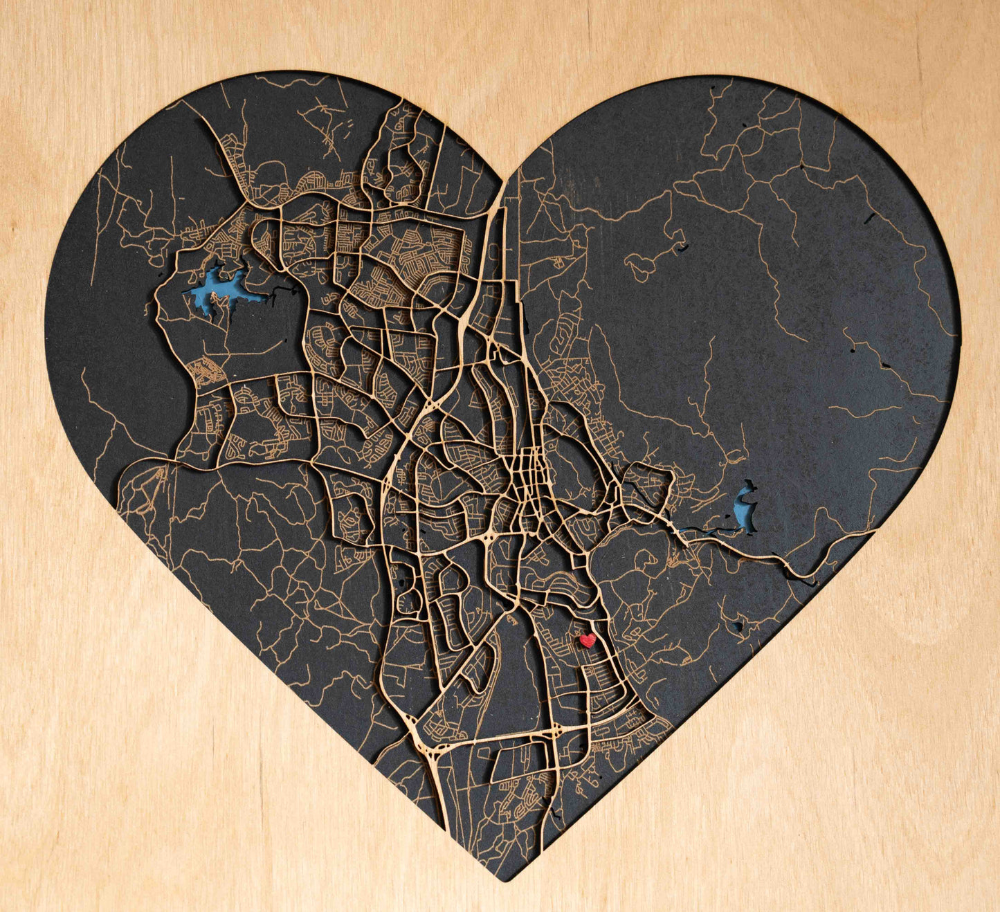 Stadtplan aus Holz "Wo alles begann" ❤️ 30x40 cm Herz – Hochzeitstag Geschenk