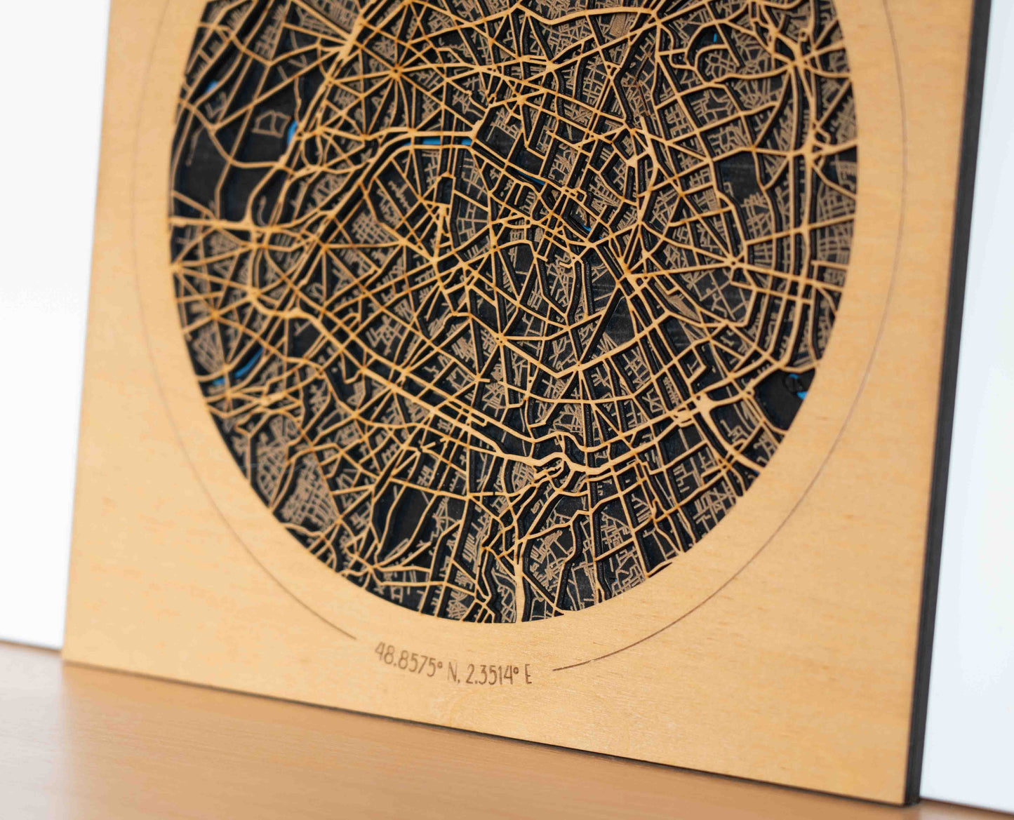 Paris Stadtplan aus Holz – 29 x 29 cm Rund