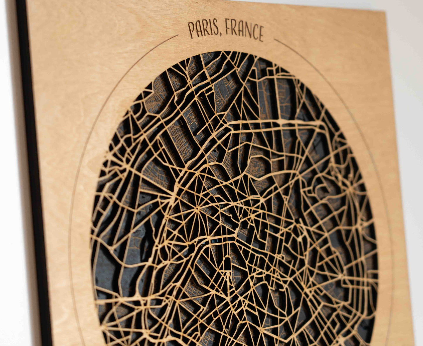 Paris Stadtplan aus Holz – 29 x 29 cm Rund