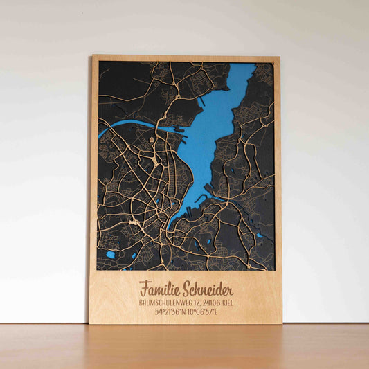 Deine Stadtplan aus Holz – 29 x 41 cm Hochformat