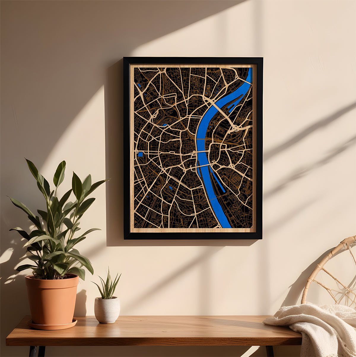 Köln Stadtplan aus Holz – Wandbild Geschenk
