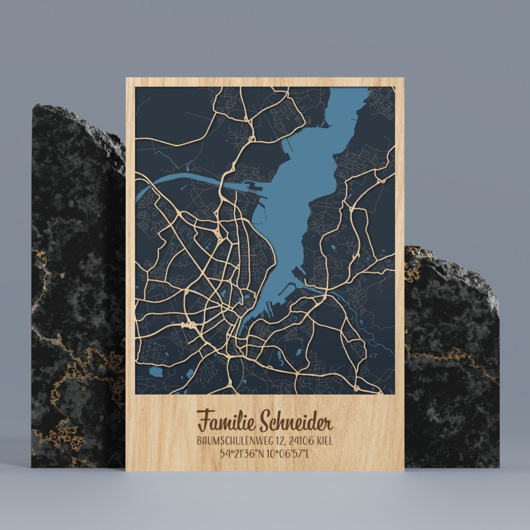 Deine Stadtplan aus Holz – 29 x 41 cm Hochformat