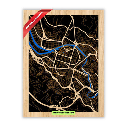 Bilbao Stadtplan aus Holz – Map Geschenk