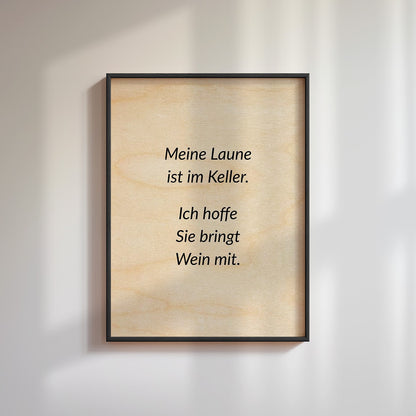 Weinliebhaber Spruch Wandbild aus Holz