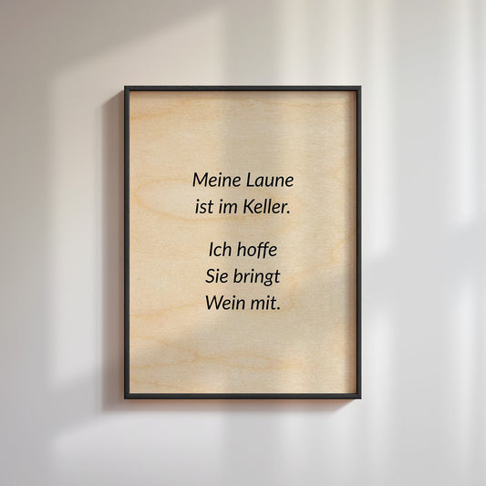 Weinliebhaber Spruch Wandbild aus Holz