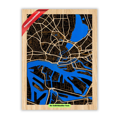 Hamburg 3D Stadtplan aus Holz – Personalisierbar & Individuell