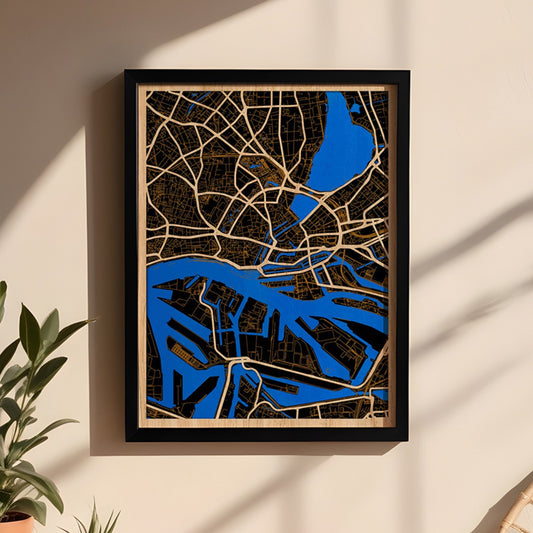 Hamburg 3D Stadtplan aus Holz – Personalisierbar & Individuell