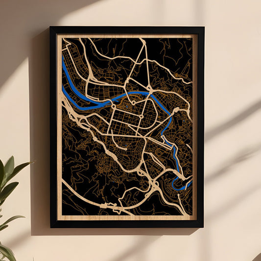 Bilbao Stadtplan aus Holz – Map Geschenk