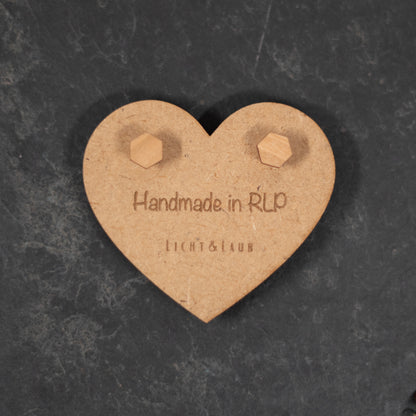 Horizon – Sechseckige Holz Ohrstecker – Kirschholz