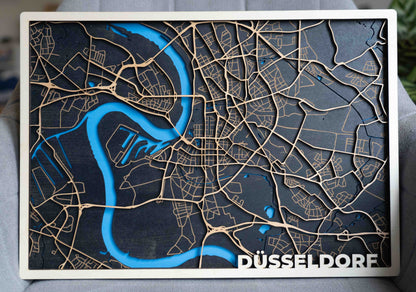 Personalisierter Stadtplan aus Holz – 41 x 29 cm Querformat