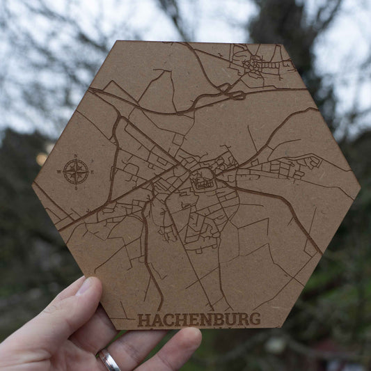 Hexa - Personalisierter Stadtplan aus Holz