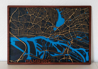 Personalisierter Stadtplan aus Holz – 41 x 29 cm Querformat
