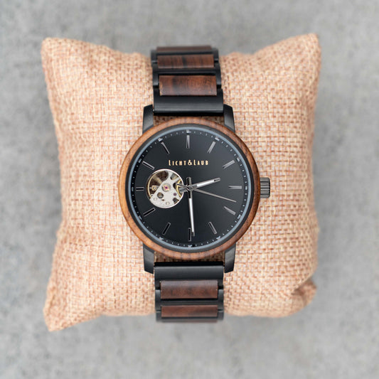 Barcelona Automatik Holzuhr