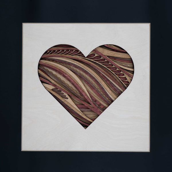 Herz-Mandala Wandbild aus Holz – 8 Lagen 3D – 29×29 cm – Birke Multiplex