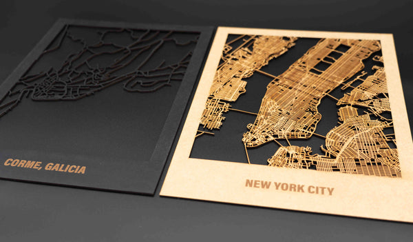 Individueller Stadtplan aus Holz – 29×41 cm – Wunschstadt als präziser Lasercut